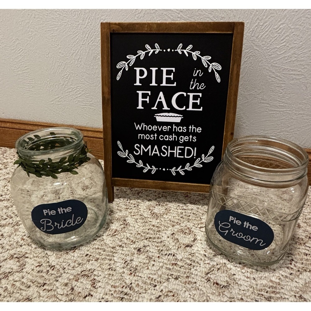 Pie In The Face Bride And Groom Jars Sign